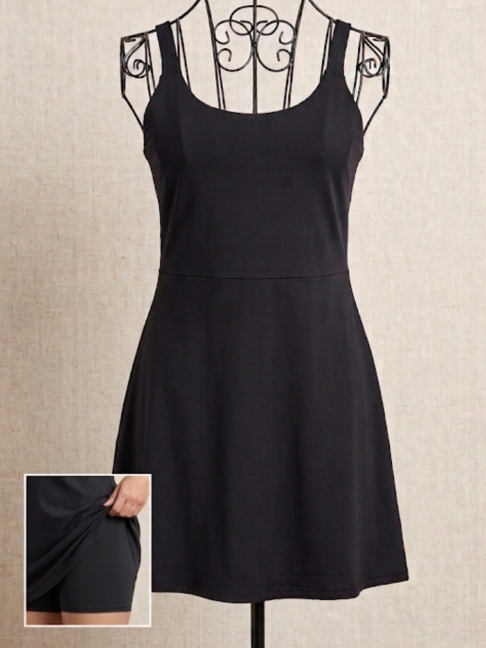 Chic Soul Black Scoop Neck Mini Dress with A-Line Skirt